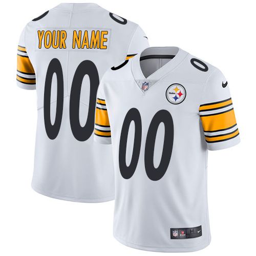 Nike Pittsburgh Steelers White Men Customized Vapor Untouchable Player Limited Jersey